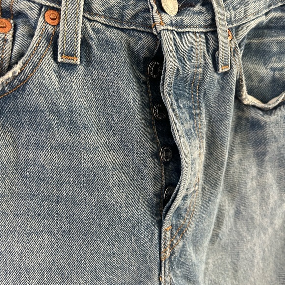 Levis 501 Skinny Jeans Womens 28 Premium Light Button Fly High Rise Distressed - Picture 3 of 8
